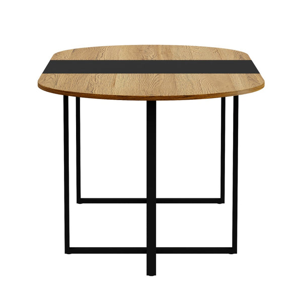 English Elm Sn-ovt200-8-wdbk Oval Dining Table Oak and Black Two-tone Modern Mdf Top Metal Base W3875P372904