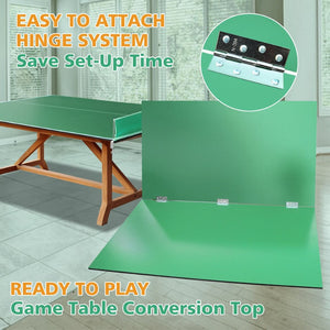 English Elm 8.5ft Regulation Ping Pong Conversion Top Foldable Mdf Surface for Game Rooms Green W1408P401725