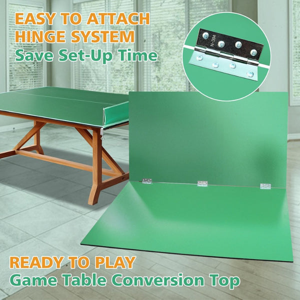 English Elm 8.5ft Regulation Ping Pong Conversion Top Foldable Mdf Surface for Game Rooms Green W1408P401725