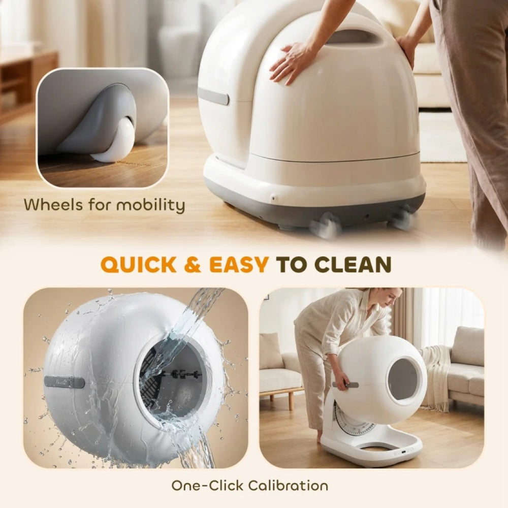 English Elm Handy Globe Self Cleaning Litter Box App Connected Odor Control for Multi Cat Homes T3971P502270