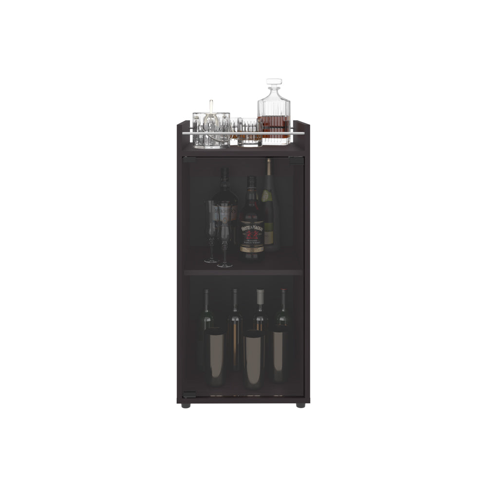 English Elm Minibar Cabinet Lampeter Black - Engineered Wood Glass Door Two-Tier Shelves Modern Living Room Display B092P315562