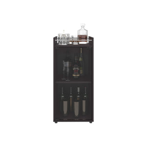 English Elm Minibar Cabinet Lampeter Black - Engineered Wood Glass Door Two-Tier Shelves Modern Living Room Display B092P315562