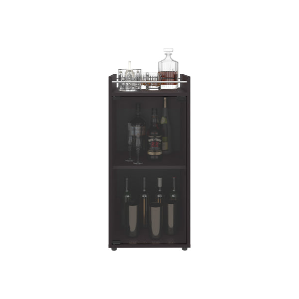 English Elm Minibar Cabinet Lampeter Black - Engineered Wood Glass Door Two-Tier Shelves Modern Living Room Display B092P315562