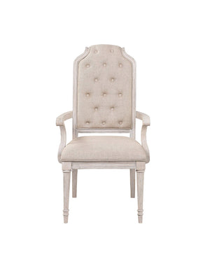 English Elm Wynsor High Back Tufted Arm Chairs Set of Two Rubberwood Antique White Dining B2726P457134