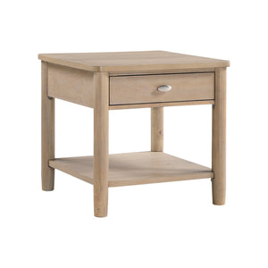 English Elm Classic Wooden End Table with Drawer and Open Shelf, 24" Square Accent Table for Living Room Natural 28.5 L x 27.25 W x 10.25 H B011P285303