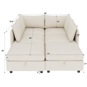 English Elm Modular Sectional Sofa With Storage, Convertible Sleeper Design For Versatile Living Room Comfort W680S00023