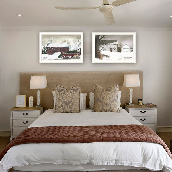 English Elm Trendy Decor 4u Billy Jacobs Christmas Two Panel Framed Wall Art White Wood Set B067P255224