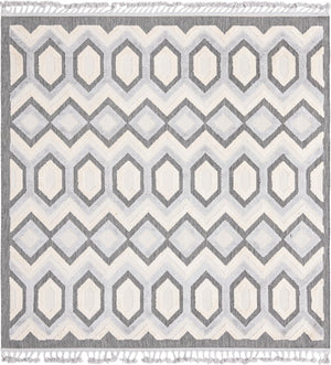 Unique Loom Arlo JJ Machine Made Tribal Rug Charcoal, Ivory/Gray 7' 10" x 7' 10"