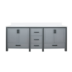 English Elm Dark Grey Double Bath Vanity 84" W X 22" D With Cultured Marble Top - Elegant Storage Solution! B2731P260756
