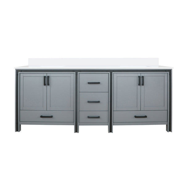 English Elm Dark Grey Double Bath Vanity 84" W X 22" D With Cultured Marble Top - Elegant Storage Solution! B2731P260756