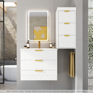 English Elm Wall Mounted Floating Cabinet with Adjustable Height and Modular Design for Custom Bathroom Storage White N710P324099K