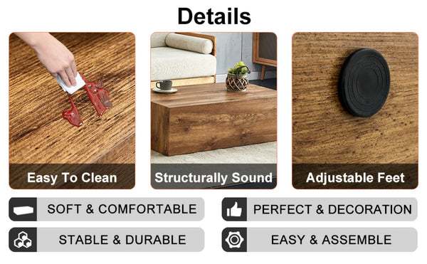 English Elm 39.3*23.6*12 Walnut Grain Mdf Low Profile Coffee Table for Modern Living Rooms Wood W1151P433605