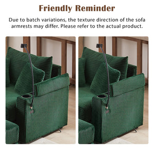 English Elm 41.7" Modern Style Single Sofa Couch With Movable Ottoman, Storage, Usb Ports & Cup Holders, Green N719S001841F