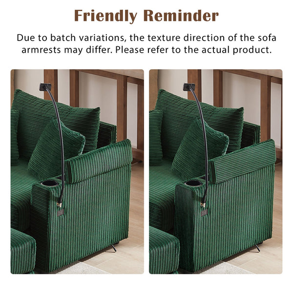 English Elm 41.7" Modern Style Single Sofa Couch With Movable Ottoman, Storage, Usb Ports & Cup Holders, Green N719S001841F