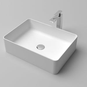 English Elm 20" Rectangular Stone Resin Vessel Sink Matte White Above Counter Bathroom Basin W3034P241876