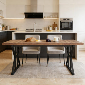 English Elm Woodgrain Walnut Look Bar Height Table with Hexagonal Base for Home Loft Dining T3971P452610
