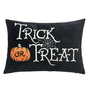 English Elm Trick Or Treat Halloween Lumbar Pillow – Plush Black Velvet Cushion With Charming Embroidery & Support B357P360661-GIGA