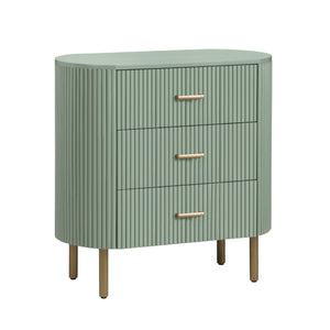Crestview Collection Sage Fluted Oval Chest With Brass Legs - Stylish Storage Solution For Hallways, Nurseries & Offices Green Solid Wood Cvfdr1308