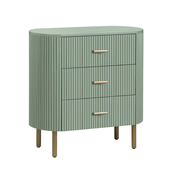 Crestview Collection Sage Fluted Oval Chest With Brass Legs - Stylish Storage Solution For Hallways, Nurseries & Offices Green Solid Wood Cvfdr1308
