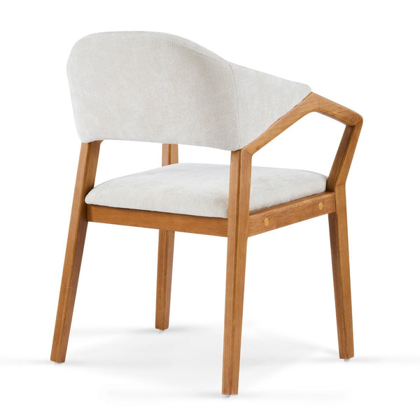 English Elm Indoor Chenille Upholstered Arm Dining Chairs Set of 2 with Bentwood Teak Frame N779P370761B