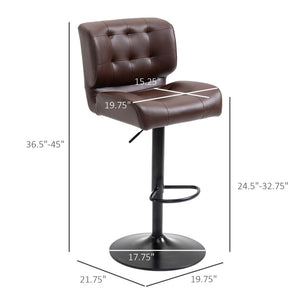 English Elm Homcom Adjustable Swivel Barstools Set of 2 Tufted Padded Seats Metal Base W2225P229256
