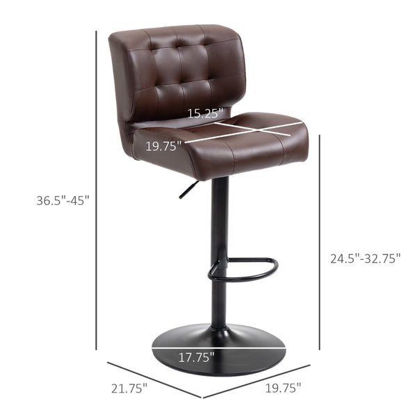 English Elm Homcom Adjustable Swivel Barstools Set of 2 Tufted Padded Seats Metal Base W2225P229256
