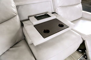 English Elm Power Reclining L-shaped Sectional with Wireless Charging Console and Zero Gravity Leatherette Taupe B2741S00786