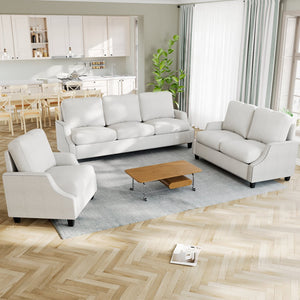 English Elm 3 Piece Living Room Sofa Sets - Modern Sectional Couch, Loveseat & Accent Chair For Cozy Spaces W680S00085