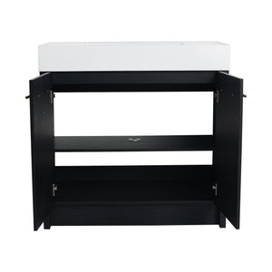 English Elm 36 Inch Freestanding Bathroom Vanity With Resin Sink & Soft-Close Doors – Modern, Durable Design W999S00179