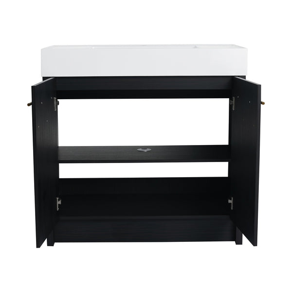 English Elm 36 Inch Freestanding Bathroom Vanity With Resin Sink & Soft-Close Doors – Modern, Durable Design W999S00179