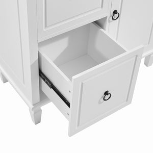 English Elm Retro Multi-Functional Storage Cabinet with Adjustable Shelves, 3 Drawers & Doors, Stylish White Organizer for Living Room Bathroom Kitchen Office - Elegant, Space-Saving Design N725P236498K