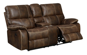 English Elm Wallace & Bay - Brown Power Reclining Loveseat – Rustic Contemporary Chocolate Fabric, Easy-Care Comfort, 75" Wide B361P384417