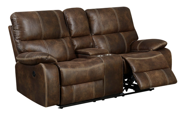 English Elm Wallace & Bay - Brown Power Reclining Loveseat – Rustic Contemporary Chocolate Fabric, Easy-Care Comfort, 75" Wide B361P384417