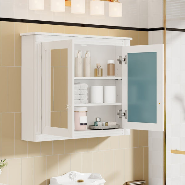 English Elm 36'' Wall Mounted Medicine Cabinet with Dual Mirrors Soft Close Doors Bathroom Storage White N710P371186K