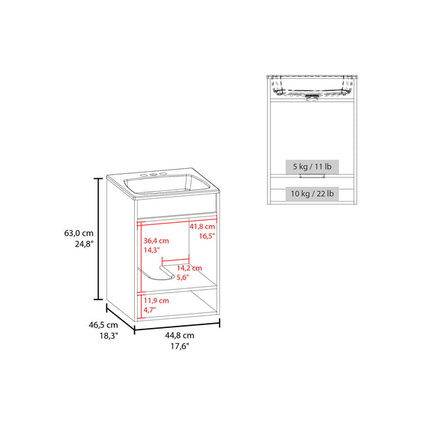 English Elm Natural Oak Wall-Mounted Bathroom Vanity With Sink, Open Shelf & Modern Space-Saving Design B062S01379