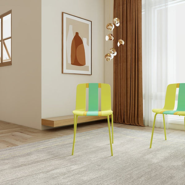 English Elm Holiday Stackable Polypropylene Side Chair Set of Four for Indoor Outdoor Dining Grain Yellow,Haze Green,Tropical Orange W3450P447384
