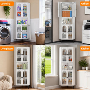 English Elm 73'' Tall Steel Corner Cabinet with Adjustable Shelves and Doors for Any Room W3387P450849