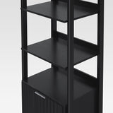 Holmes Modern Narrow Bookcase with Reeded Drawer Black WEHOL41OS2BL0 Walker Edison