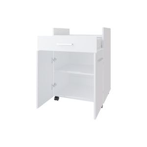 English Elm FM Burnside Kitchen Cart White – Compact 2-Door 1-Drawer Storage with Open Shelves, Scratch-Resistant Surface B128P301404