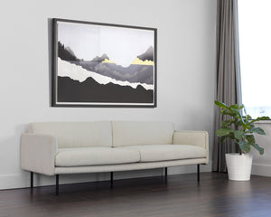 Sunpan Luella Sofa - Classic Mid-Century Design with Generously Cushioned Seating and Black Metal Legs Mina Ivory