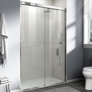 English Elm 44" Semi-frameless Double Sliding Shower Door Brushed Gold Tempered Glass Walk-in W1920P385301