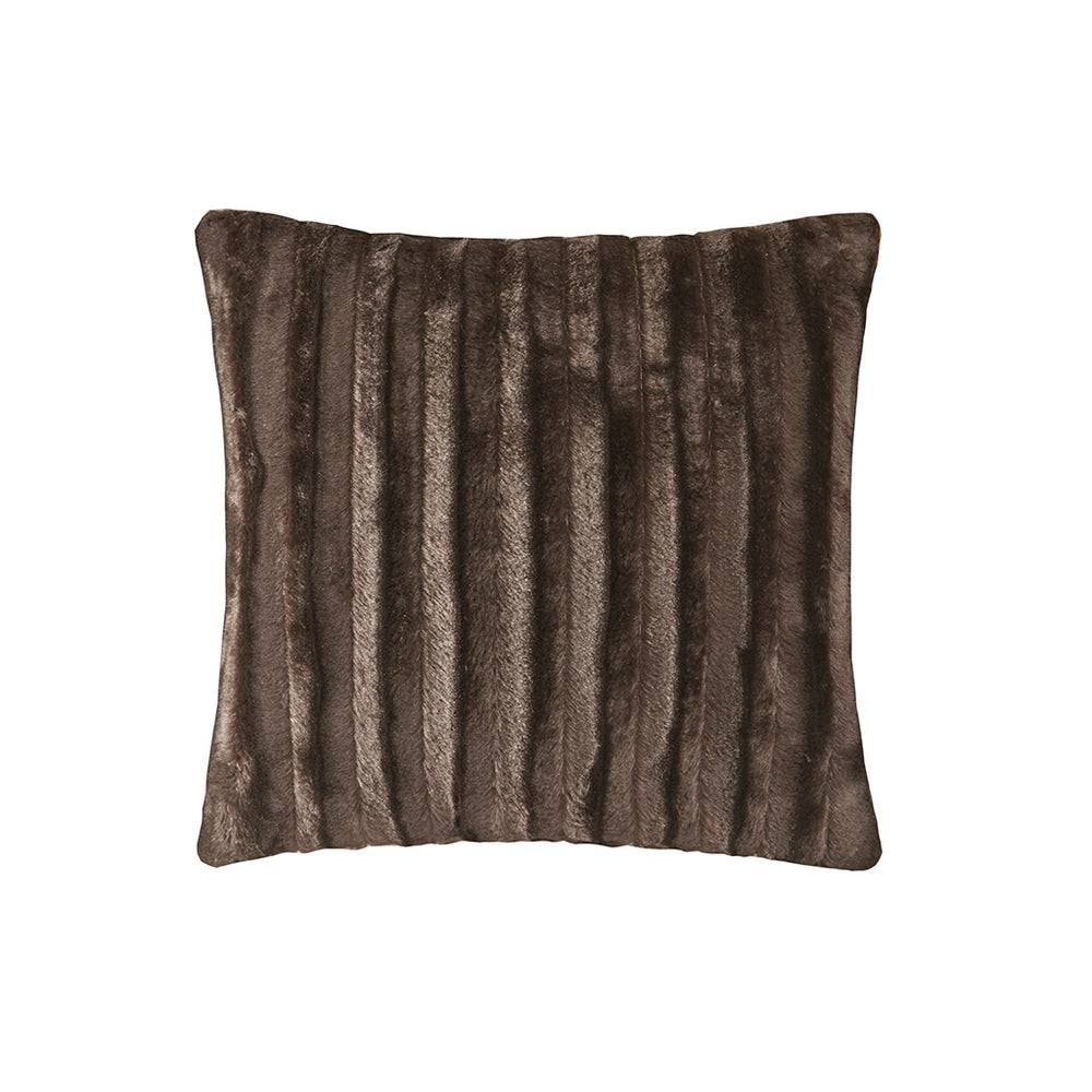 JLA Home Madison Park - Faux Plush Faux Fur Square Pillow for Sofa & Bed — Ultra-Soft Luxe Accent Cushion for Cozy Rooms Brown MP30-2999