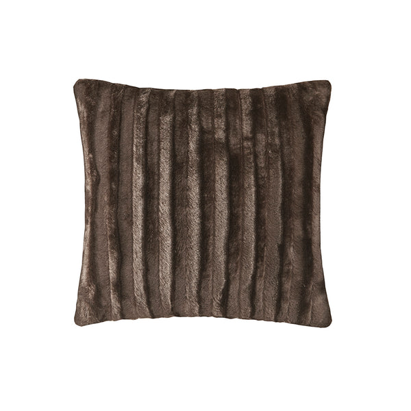 JLA Home Madison Park - Faux Plush Faux Fur Square Pillow for Sofa & Bed — Ultra-Soft Luxe Accent Cushion for Cozy Rooms Brown MP30-2999
