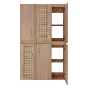 English Elm 36" Bathroom Side Cabinet - Wall-Mounted Floating Design With Soft-Close Doors & Versatile Storage W999S00341