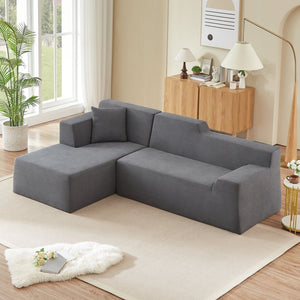 English Elm Modern Corduroy L-shaped Sectional High Back Sofa for Minimalist Living Rooms W3396P413157