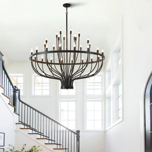 English Elm Industrial Matte Black 33-arm Candelabra Chandelier Large Dining Room Statement Fixture W2991P406724