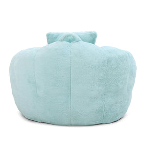 English Elm Giant Foam-Filled Bean Bag Chair with Footstool, Shell-Shaped Faux Fur Sofa for Gaming Reading уют Light Blue W2677P306795