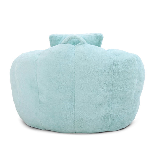 English Elm Giant Foam-Filled Bean Bag Chair with Footstool, Shell-Shaped Faux Fur Sofa for Gaming Reading уют Light Blue W2677P306795