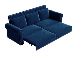 English Elm Chesterfield 93.7" King Pull-Out Velvet Sofa Bed - 3-In-1 Convertible Sleeper With Nailhead Trim & Comfort W1885S00101