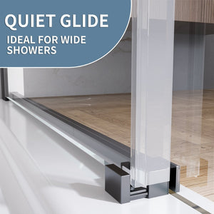 English Elm 44--48" Sliding Tempered Glass Shower Door Brushed Nickel Frameless Spa Bath W637P382565